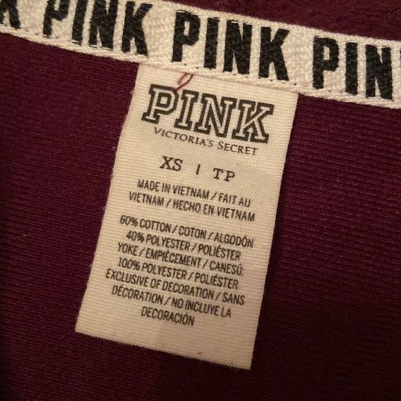 PINK VS Wine Tropical Print Lightweight Zip Up Hoodie - Picture 8 of 8